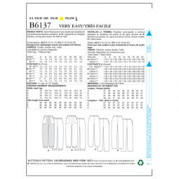 Patron Butterick 6137 - Pantalon taille élastique