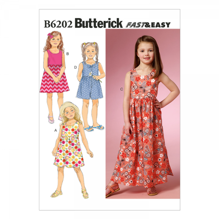 Patron Butterick 6201 - Robe ou combinaison short enfant