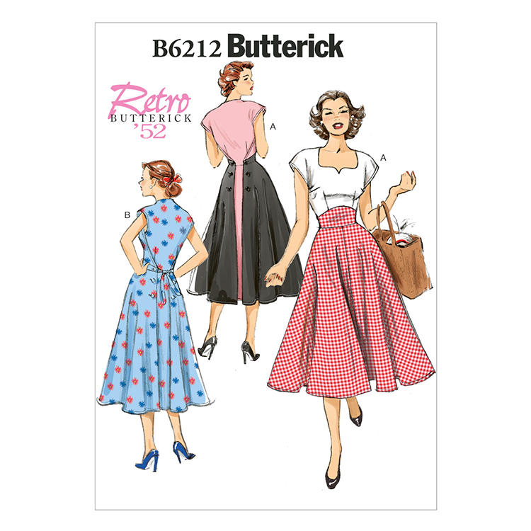 Patron Butterick 6212 Robe portefeuille retro annees 50