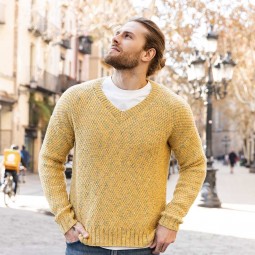 Kit de tricot - Pull col V - Basic merino popcorn