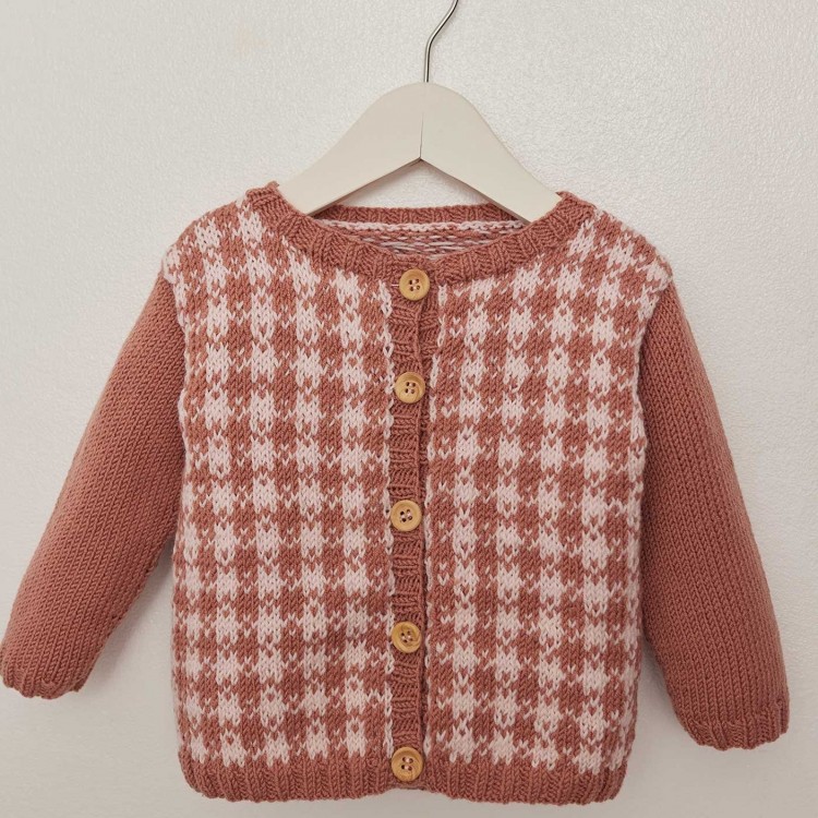 Kit de tricot - Cardigan vichy - Merino baby