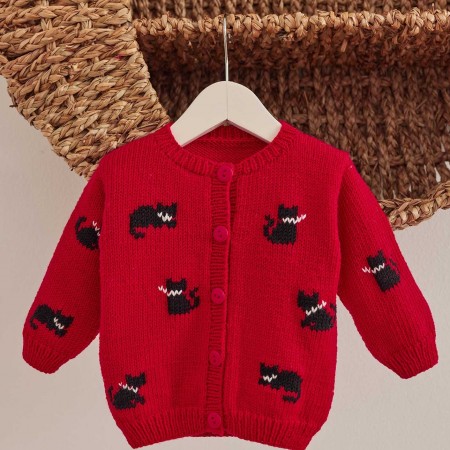 Kit de tricot - Cardigan chat - Merino baby