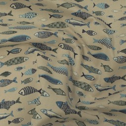 Tissu coton - Poisson lin