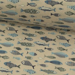 Tissu coton - Poisson lin