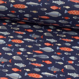 Tissu coton - Poisson marine