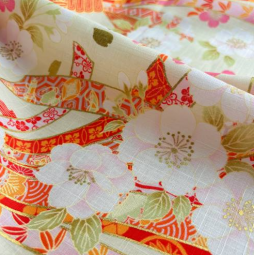 Tissu japonais - 1100 - Ruban de sakura vanille