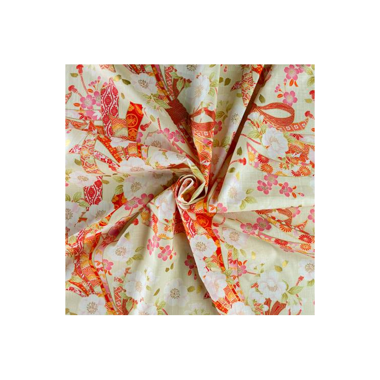 Tissu japonais - 1100 - Ruban de sakura vanille