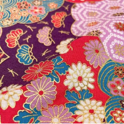 Tissu japonais - Naka 1750 - Shippo et fleurs rose