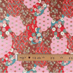 Tissu japonais - Naka 1750 - Shippo et fleurs prune