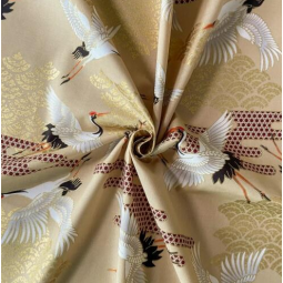 Tissu japonais - Naka 1750 - Grue fond beige