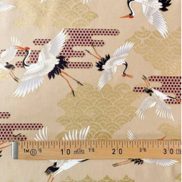 Tissu japonais - Naka 1750 - Grue fond beige