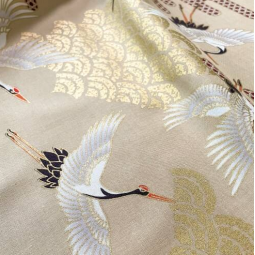 Tissu japonais - Naka 1750 - Grue fond beige