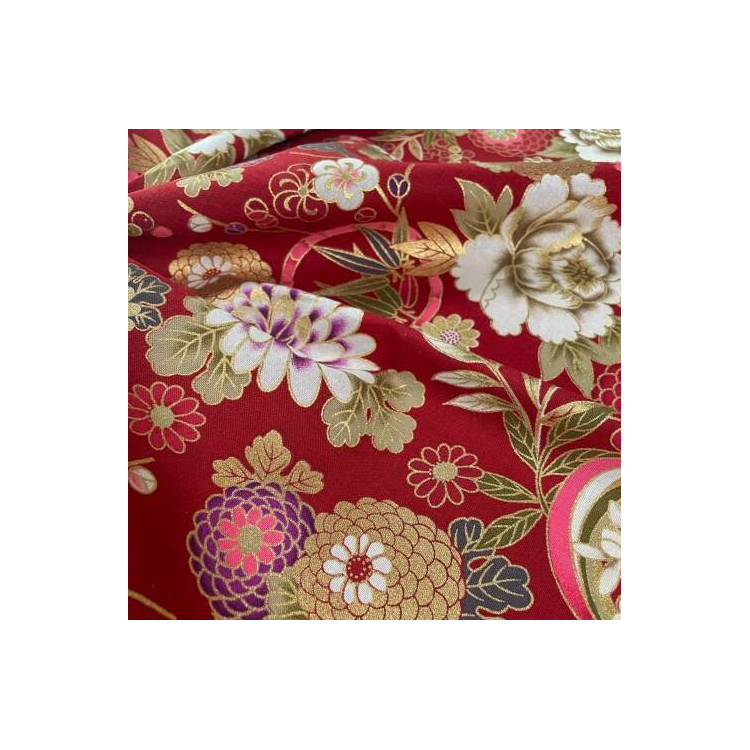 Tissu japonais - Naka 1750 - Viburnum et pivoine bordeaux