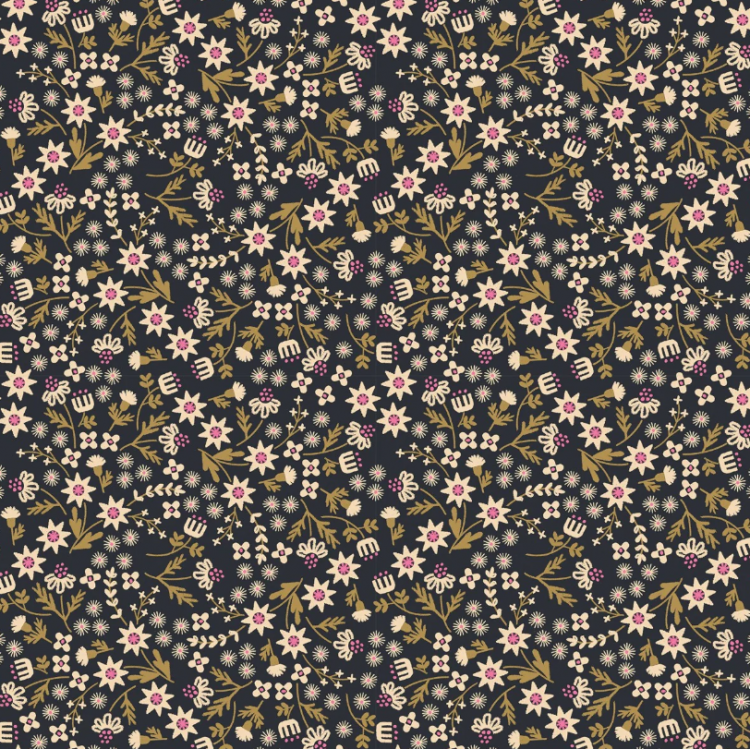 Tissu Ruby Star Society - Favorite flowers - Inflorescence soft black