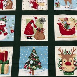 Tissu Noël - Christmas wishes squares panel