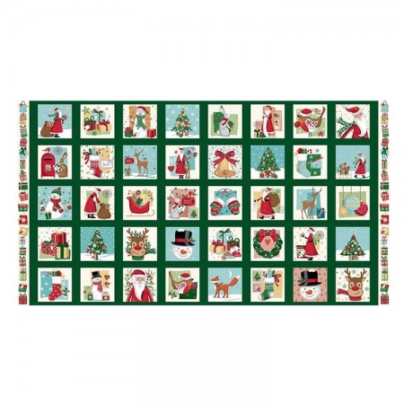 Tissu Noël - Christmas wishes squares panel