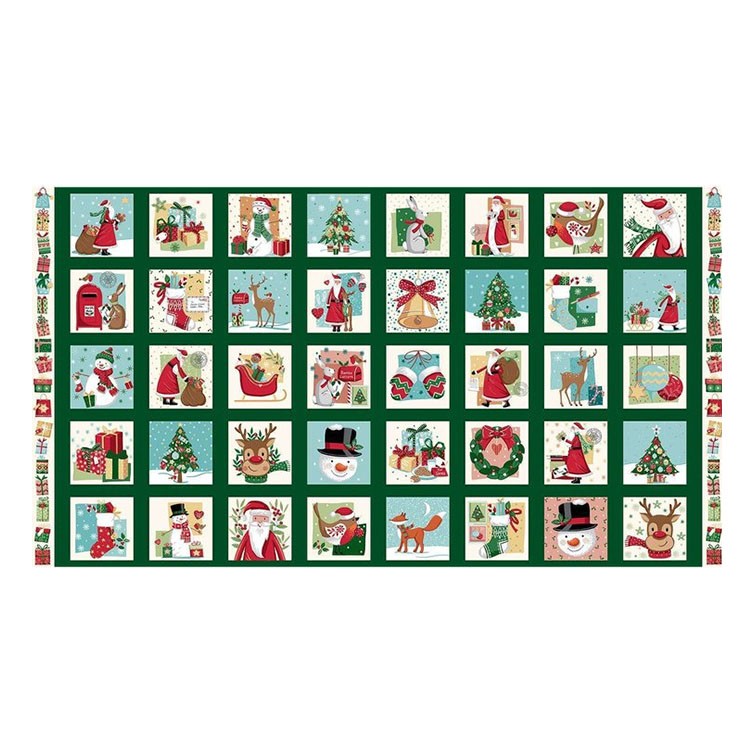 Tissu Noël - Christmas wishes squares panel