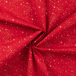 Tissu coton - Foil small stars red