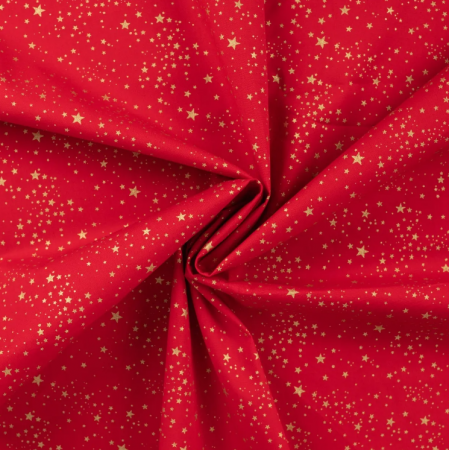 Tissu coton - Foil small stars red