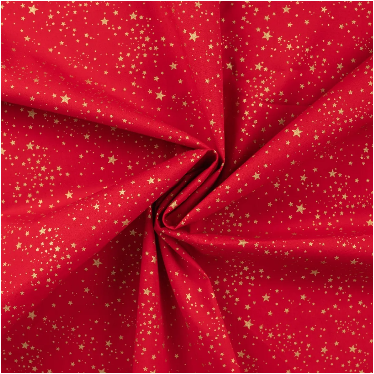 Tissu coton - Foil small stars red