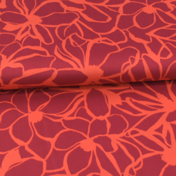 Tissu coton satin - Nerida Hansen - Magnolia rose et corail