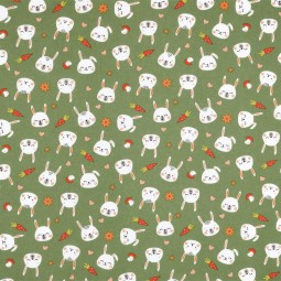 Tissu coton - Lapinou vert