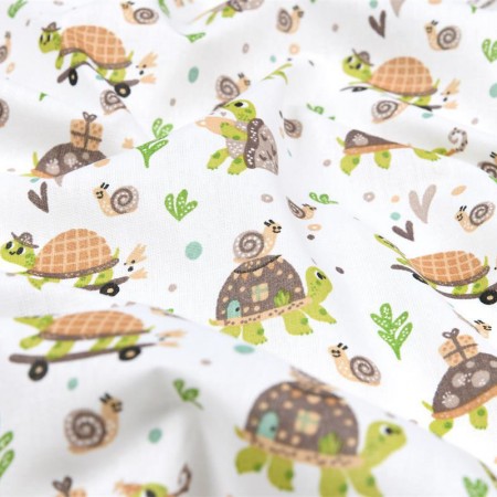 Tissu coton - Tortue naturel