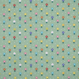 Tissu coton - Fleurettes vert