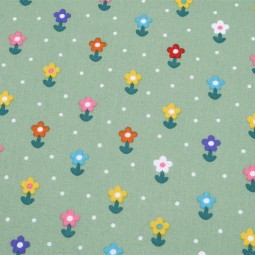 Tissu coton - Fleurettes vert