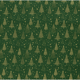 Tissu coton - Sapin de Noël or et vert