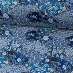 Tissu jacquard - Nuage bleu