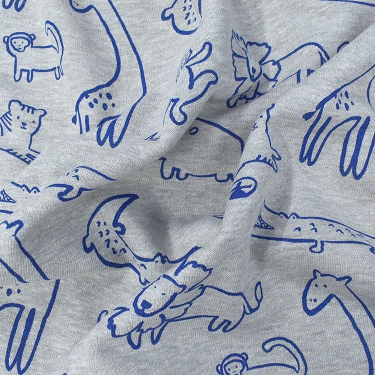 Tissu jersey sweat gratté - Contours d'animaux