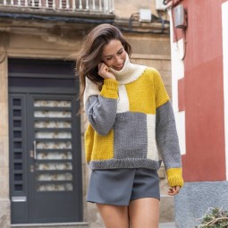 Kit de tricot - Pull color block - Super Merino