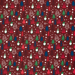 Tissu coton - Gnomes et sapin rouge