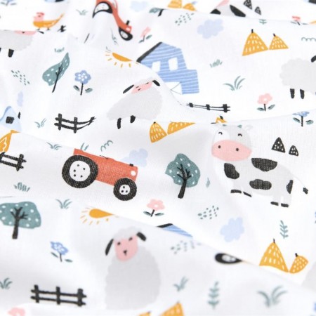 Tissu coton - Tracteur multicolore