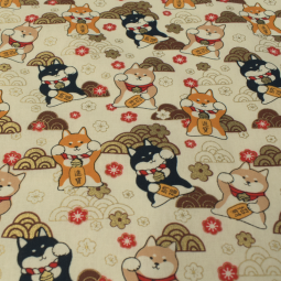 Tissu coton - Shiba blanc