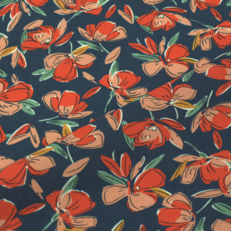 Tissu viscose - Blossom marine