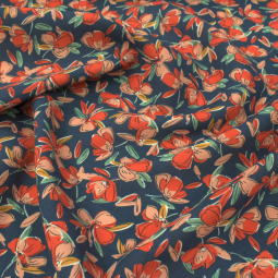 Tissu viscose - Blossom marine