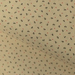 Tissu fantaisie - Sable and Scarlet - Fleurs mini et pois beige