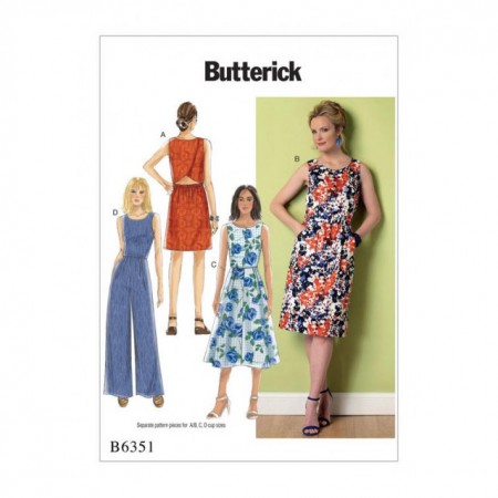 Patron Butterick 6351 - robe ou combinaison dos croisé