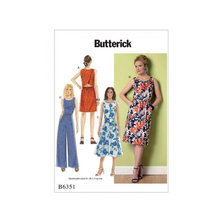 Patron Butterick 6351 - robe ou combinaison dos croisé