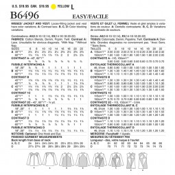 Patron Butterick 6496 - Veste