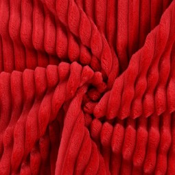 Tissu polaire doudou côtelé - Rouge