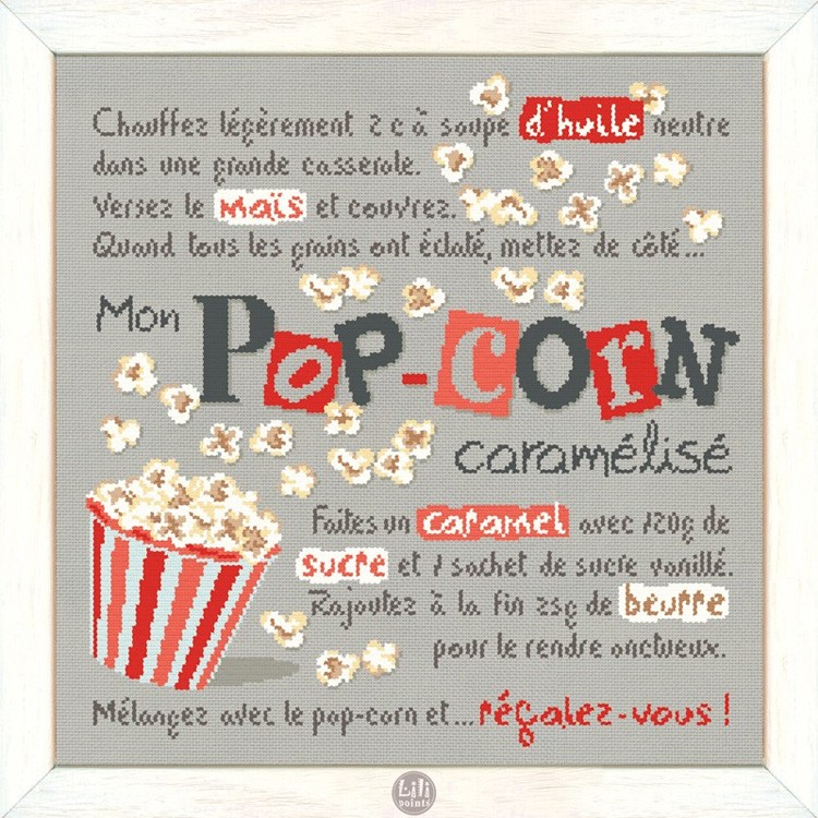 Fiche de broderie Lilipoints : Mon pop-corn caramélisé