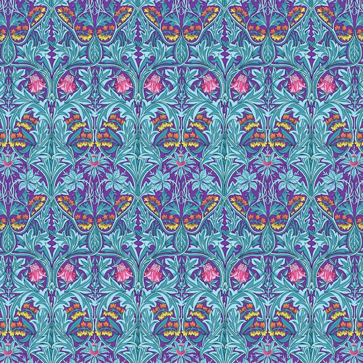 Tissu Kaffe Fassett - Jacinthes sur fond violet