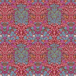 Tissu Kaffe Fassett - bouquets sur fond rouge