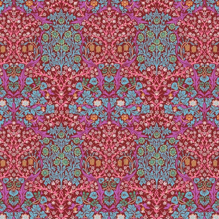 Tissu Kaffe Fassett - bouquets sur fond rouge