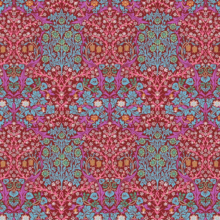 Tissu Kaffe Fassett - bouquets sur fond rouge