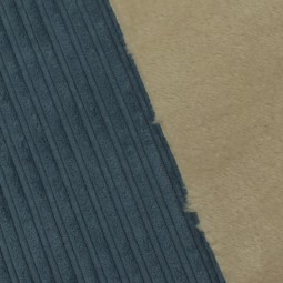 Tissu velours irrégulier doublé fourrure - Bleu jean