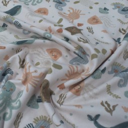 Tissu jersey coton - Ocean animal sable